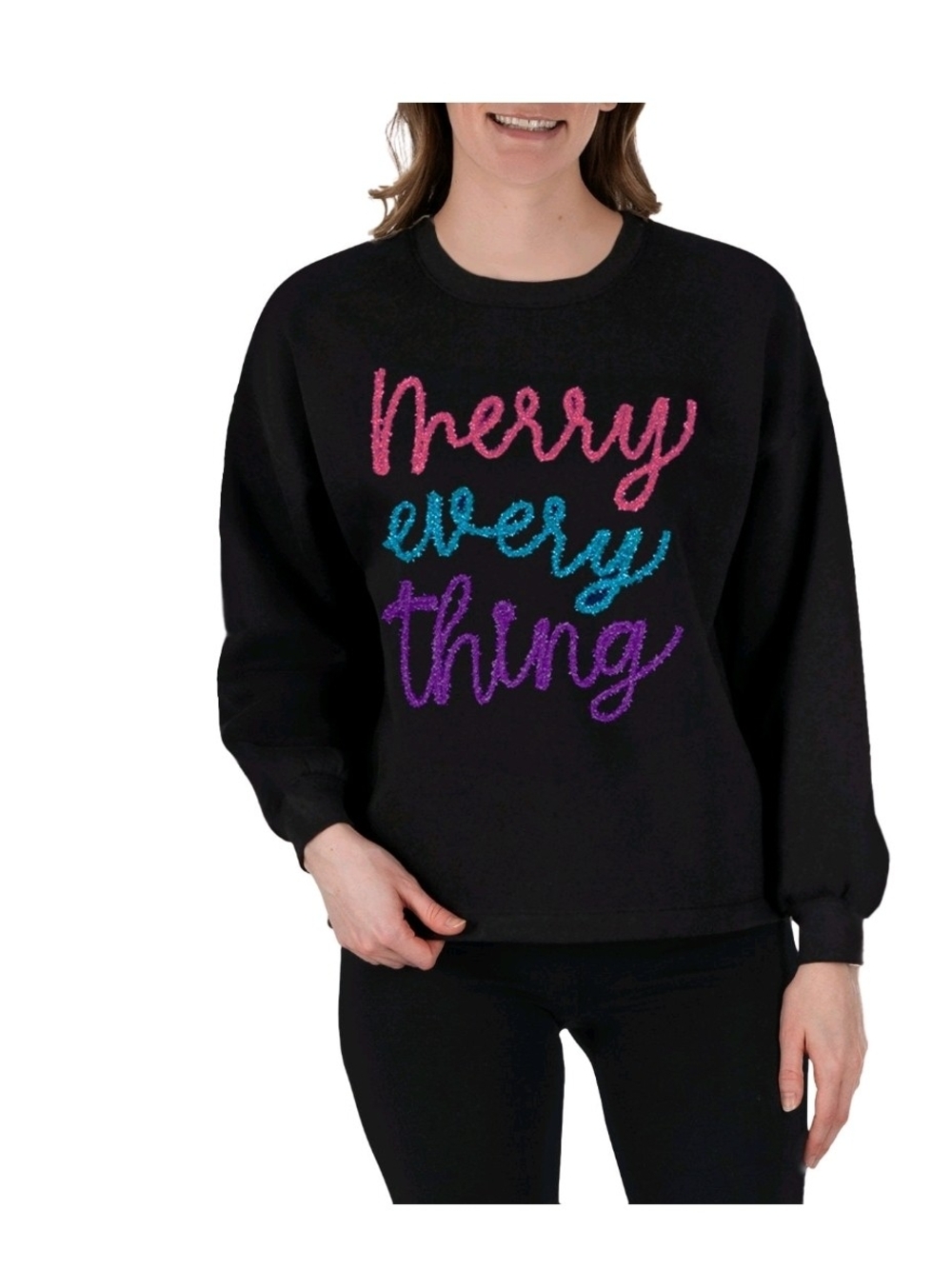 Merry Everything Black Graphic Sweatshirt